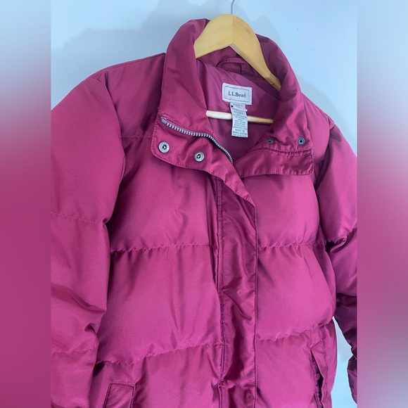 L.L. Bean Women's Goose Down Puffer Jacket Winter Coat Zip Red Size M Outerwear - Picture 5 of 13